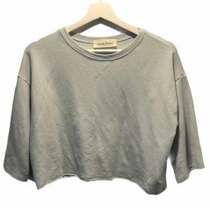 Caren Forbes Light Blue Short Sleeve Round Neck Crop Top Size Small